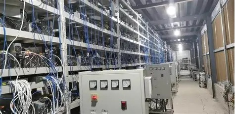 An impressive mining farm setup showcasing numerous mining rigs